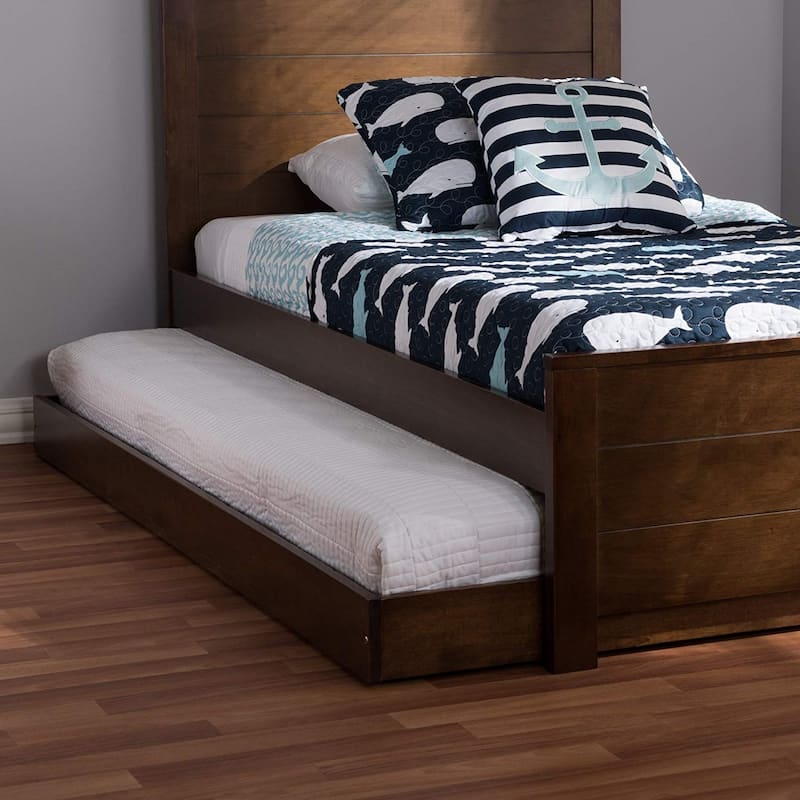 Twin Trundle Bed with Wheels - Boho Style Daybed Frame - Modern Bedroom Furniture