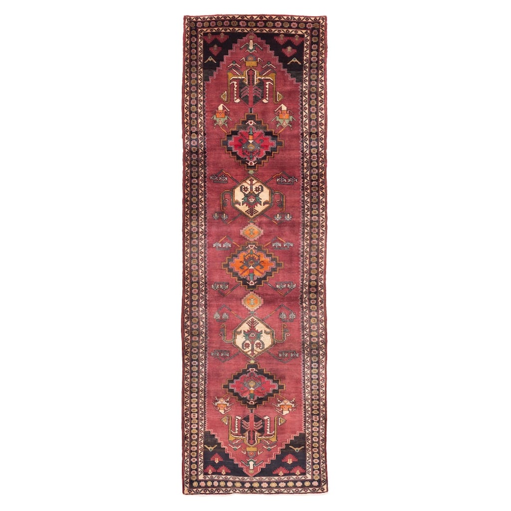 ECARPETGALLERY Hand-knotted Konya Anatolian Burgundy Wool Rug - 3'5 x 12'10