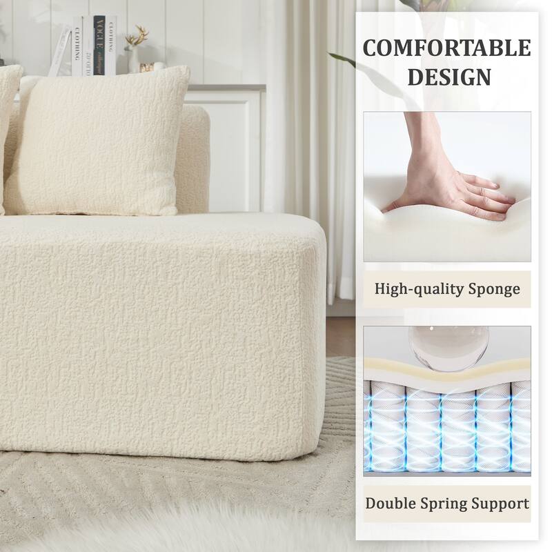 Irregular L-Shaped Modular Sectional Sofa with Chaise Lounge, Comfy Corduroy Deep Seat Cloud Couch, 3 Seat Sofa with 5 Pillows