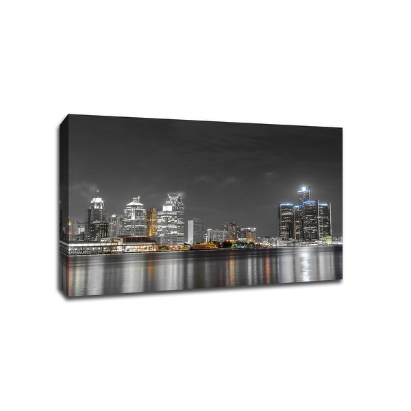 Detroit - Touch of Color Skylines - 36x24 Gallery Wrapped Canvas Wall Art ToC