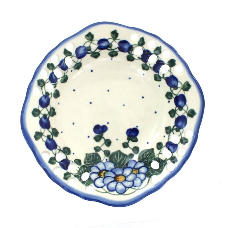 Blue Rose Polish Pottery 32A WR Unikat Small Fruit Dish