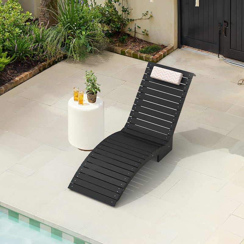 HDPS Pool Lounge Chairs, Single Waterproof Sun Lounge Chaise With Headrest For In Pool, White/Blue/Orange/Black - Black