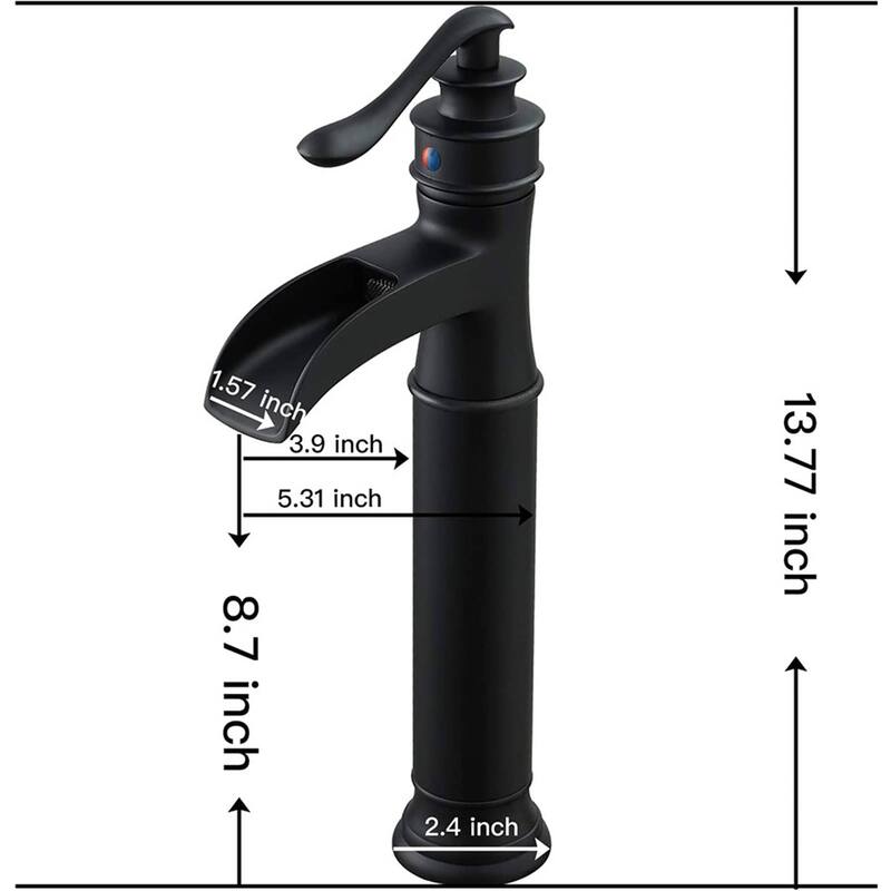 Waterfall Bathroom Vessel Faucet With Drain Assembly Single Handle Bathroon Vessel Sink Faucets One Hole Basin Vanity High Taps