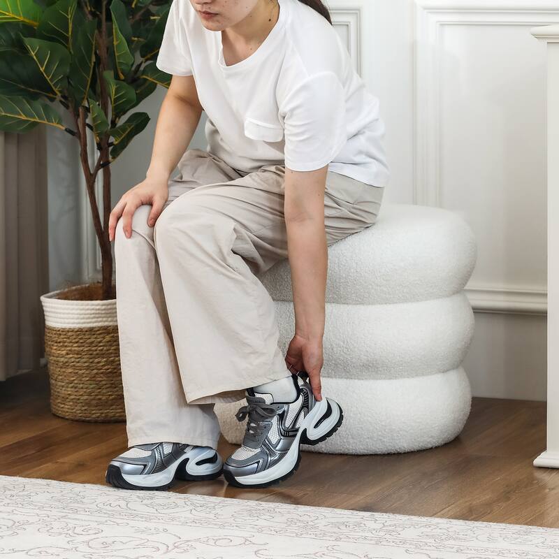 Adeco Boucle Ottoman Upholstered Footrest