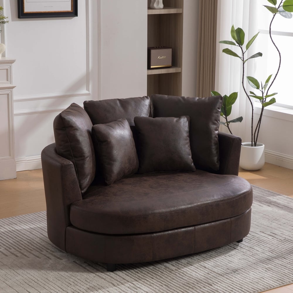 55.1" W Accent Barrel Chair,Modern Oversized Sofa Chair with 5 Pillows