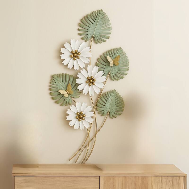 Daisy Bouquet Floral Wall Art Vertical 3D Metal Sculpture 36"x19"