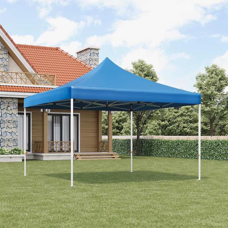10 x 10 ft Pop Up Instant Canopy Tent, All Season Outdoor Sun Shade for Patio, Backyard, Bench, Garden - N/A - Blue