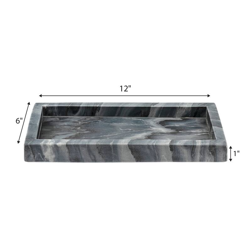 Luxe Stone Classic Minimalist Rectangular Marble Bathroom Countertop Tray