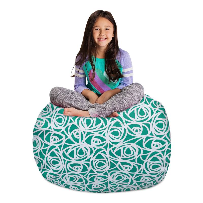 Kids Bean Bag Chair Cover Stuffed Animal Storage or Toy Organizer