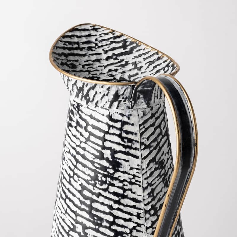 Colette Small Black & White Metal Patterned Vase