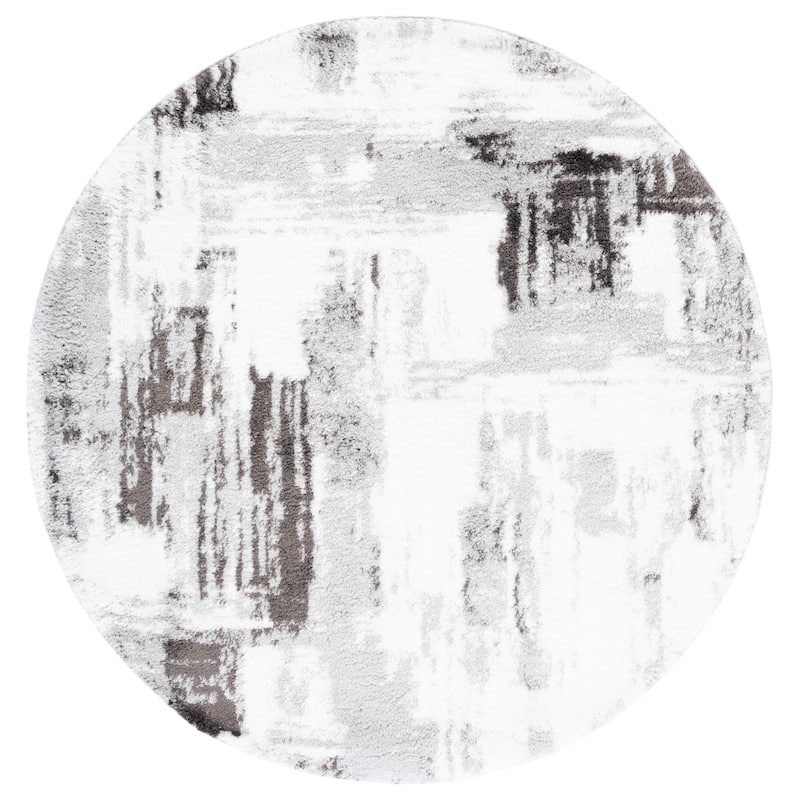 SAFAVIEH Berber Shag Koba Rug - 7' Round - Grey/Dark Grey