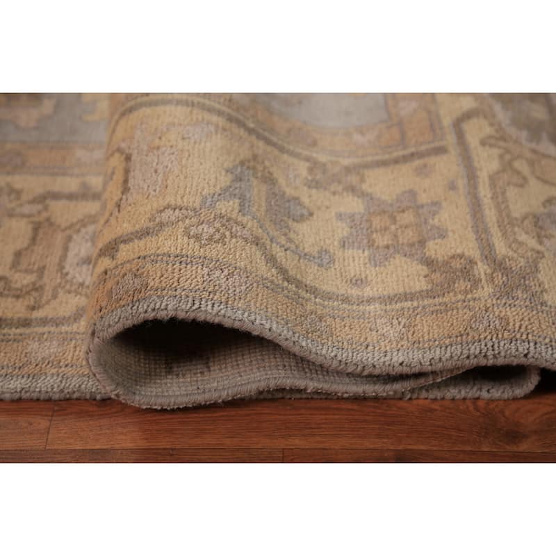 Gray Oushak Indian Area Rug Handmade Wool Carpet - 8'0"x 9'11"