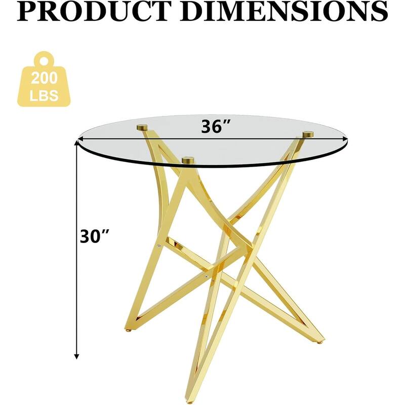 36 inch Clear Glass Round Dining Table