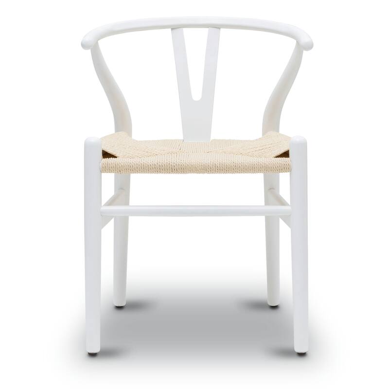 Poly & Bark Weave Chair - Solid Wood with Woven Seat - White