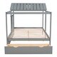 preview thumbnail 8 of 7, Full Size House Bed with Roof, Window and Drawer Support with Wooden Boards