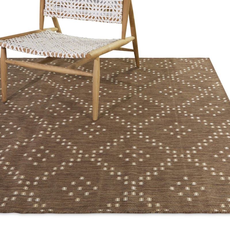 Clemens Geometric Trellis Indoor/Outdoor Area Rug - 7'10" x 10' - Brown
