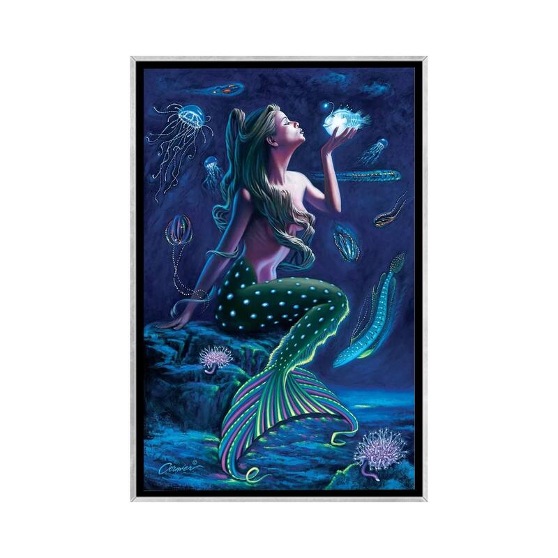 iCanvas "Bioluminescent Mermaid" by Wil Cormier Framed