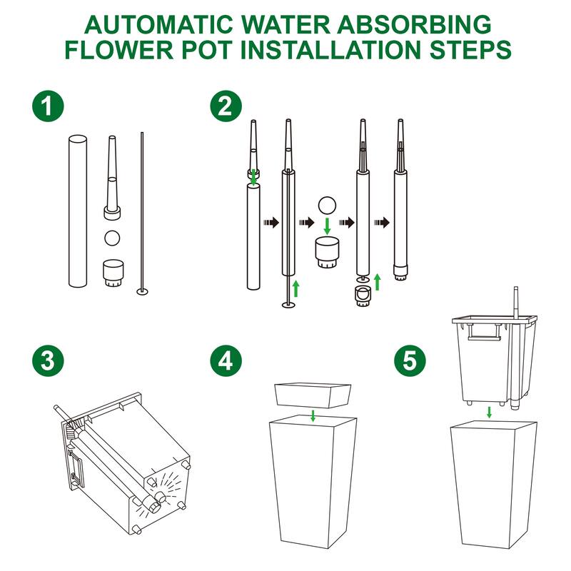 2PCS Garden Decor 22.5" Tall Indoor Outdoor Planters with Water Level Monitor