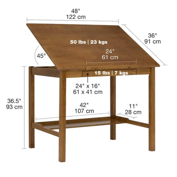 Studio Designs Americana II Light Oak 48-inch Drafting Table - Bed Bath ...