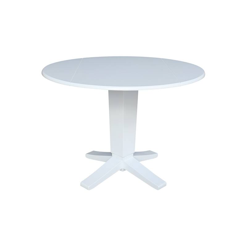 42 in Round Drop Leaf Pedestal Table with Dining Chairs in White