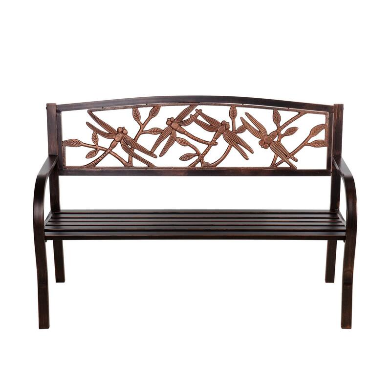 50 in. Dragonfly Metal Outdoor Garden Bench