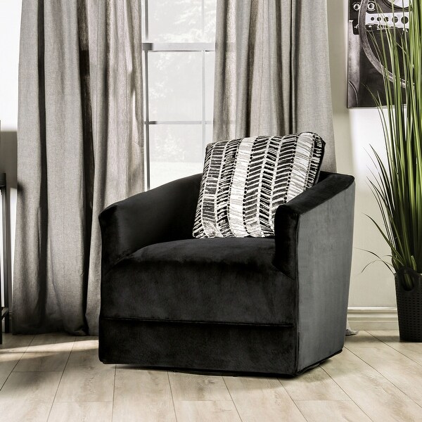 Stabone Transitional Black Fabric Padded Swivel Chair by Furniture