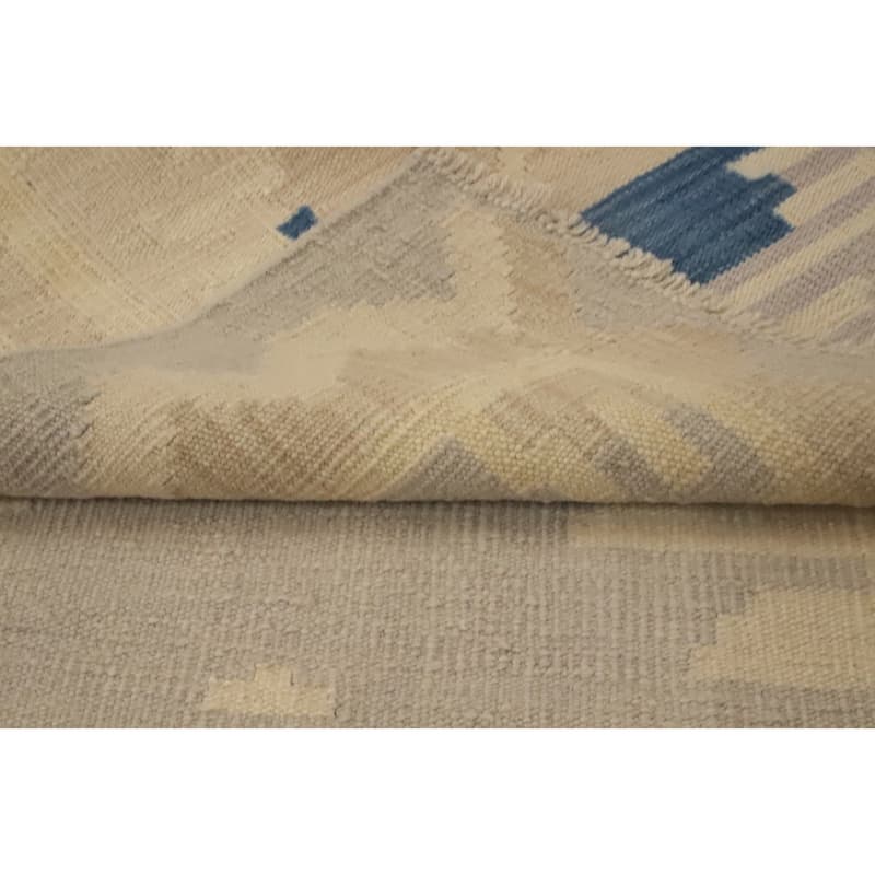 Hand Woven Oriental 100% Wool Carpet Southwestern Tribal Greys & Charcoal Kilim Runner Rug - 11' 10'' X 2' 7''