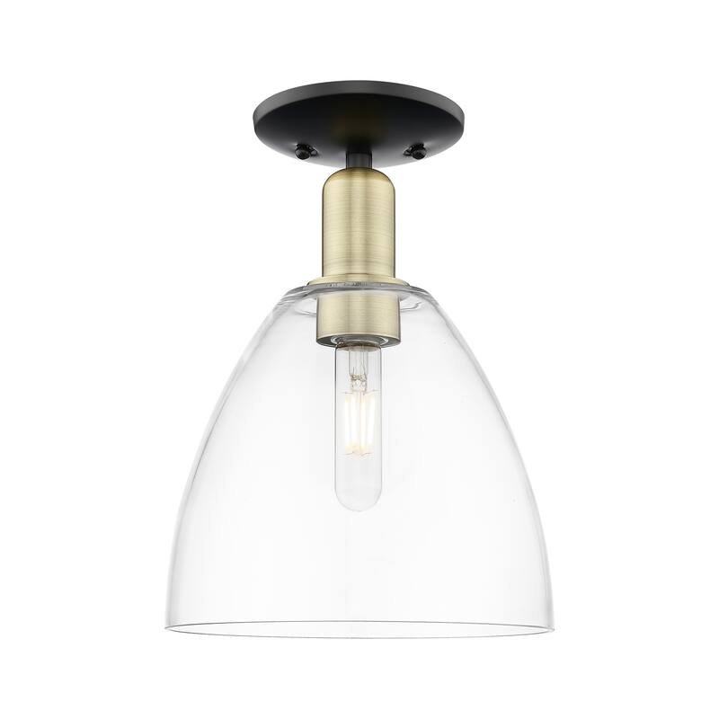 Innovations Lighting Endless Possibilities Arcadia - Bristol - 1 Light 9" Semi-Flush Mount - Clear/Black Antique Brass