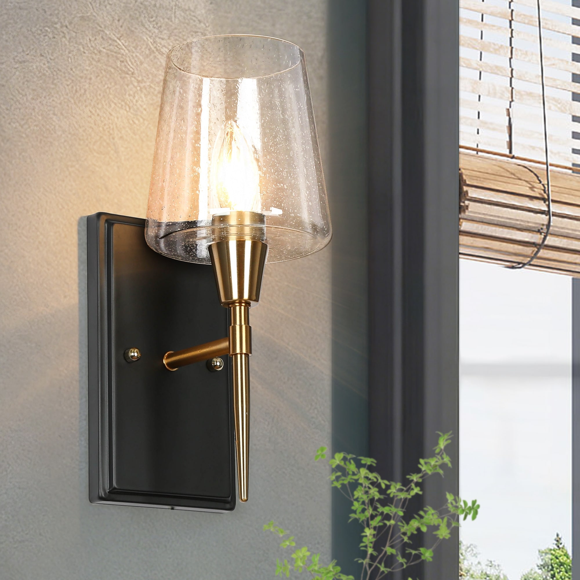 Modern Black Gold 1-Light Wall Sconce Traditional Dimmable Bathroom Vanity Light