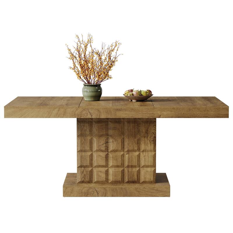 63'' Dining Table for 4-6, Farmhouse Wooden Rectangular Dinner Table