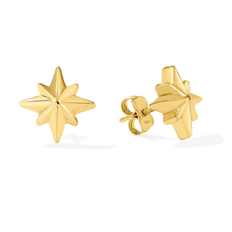 Clover 14K Yellow Gold High-Polish Star Stud Earrings