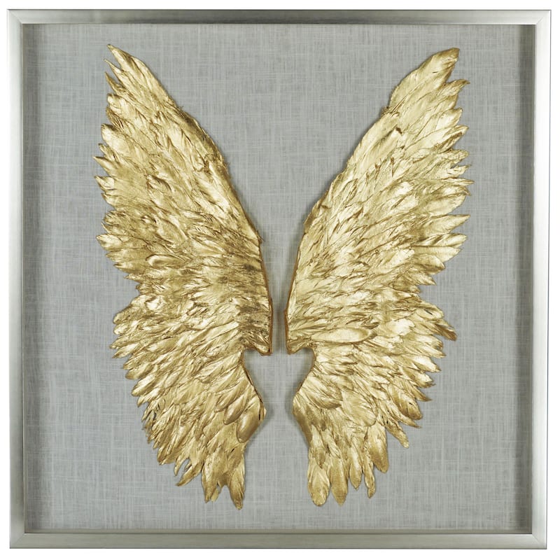 HUJI Gold Wings Shadow Box Wall Decor