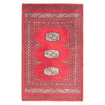 ECARPETGALLERY Hand-knotted Finest Peshawar Bokhara Red Wool Rug - 2'1 x 3'3