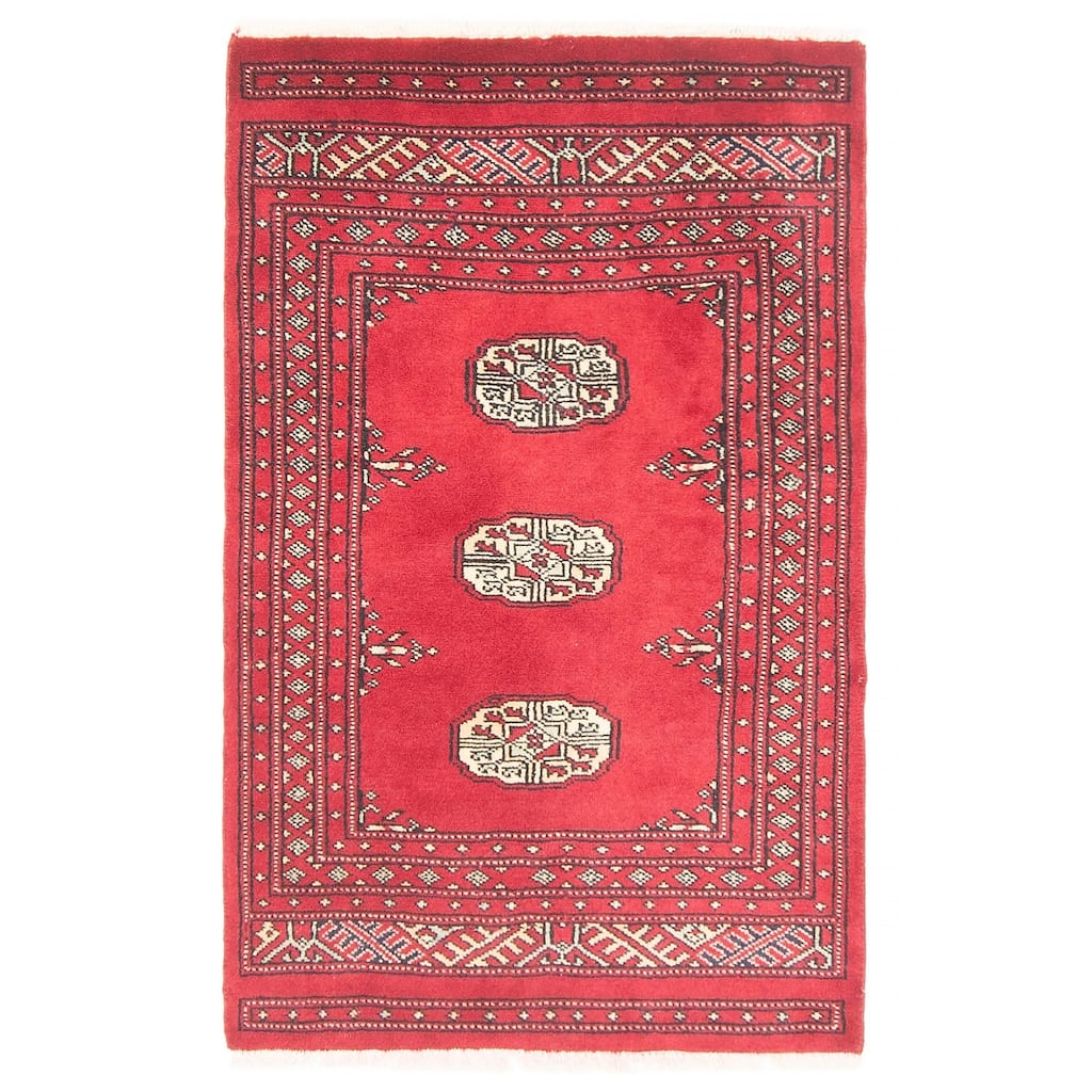 ECARPETGALLERY Hand-knotted Finest Peshawar Bokhara Red Wool Rug - 2'1 x 3'3