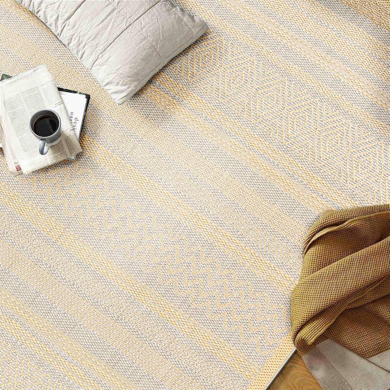 Contemporary Bohemain Stripes Indoor/Outdoor Flatweave Waterproof Backyard Patio Area Rug