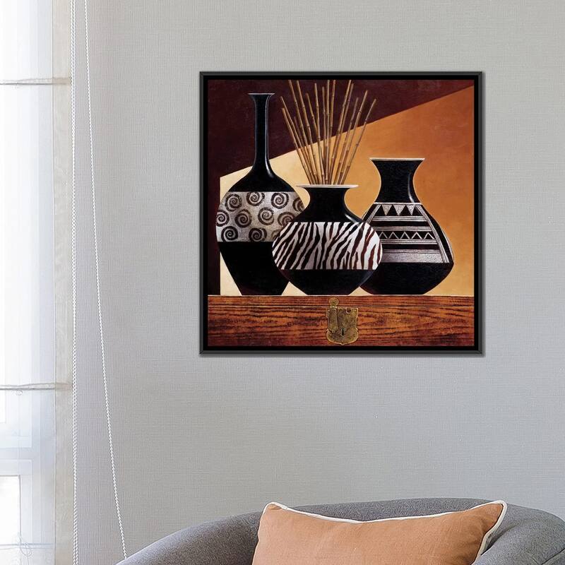 iCanvas "Patterns In Ebony I" by Keith Mallett Framed Canvas Print