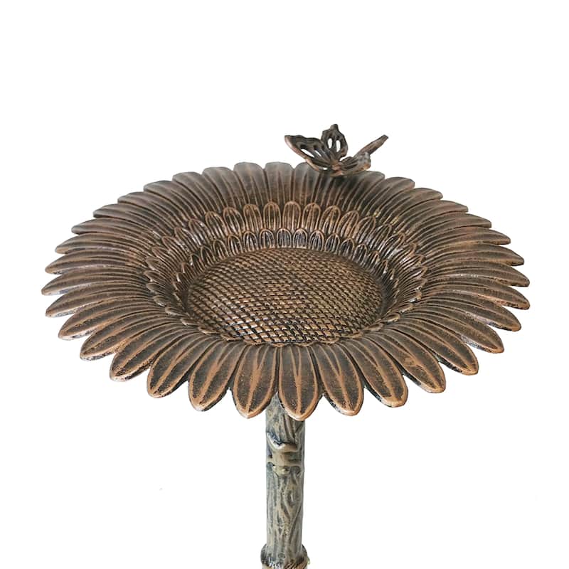 Premium Butterfly Sunflower Bird Bath