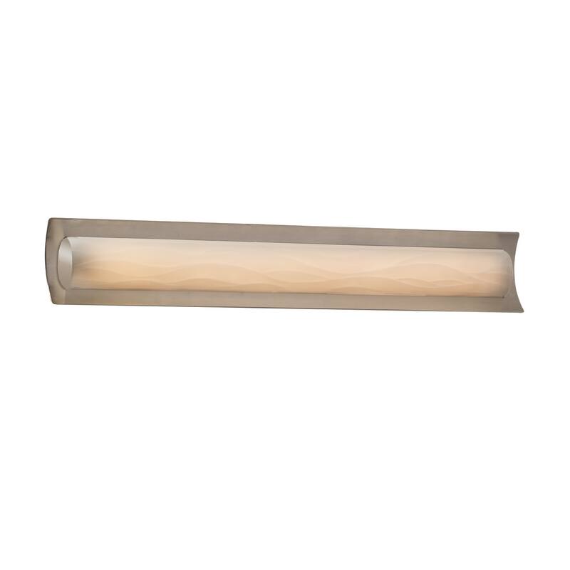 Justice Design Porcelina Lineate 30-inch Brushed Nickel ADA LED Wall/ Bath Bar, Waves Shade - Brushed Nickel
