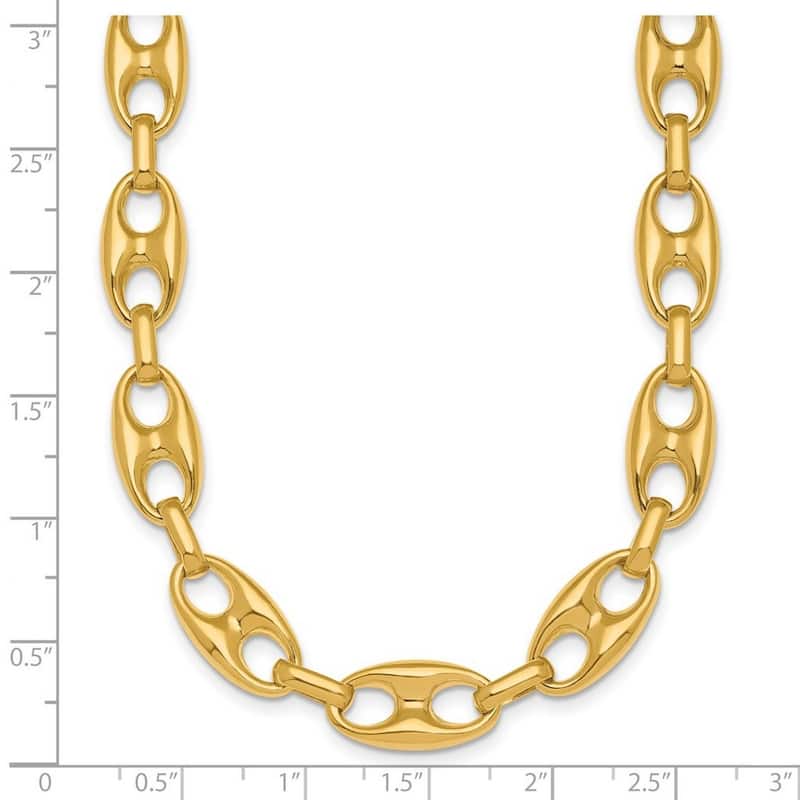 Curata 14k Yellow Gold Italian 10mm Chunky Puffed Mariner Necklace