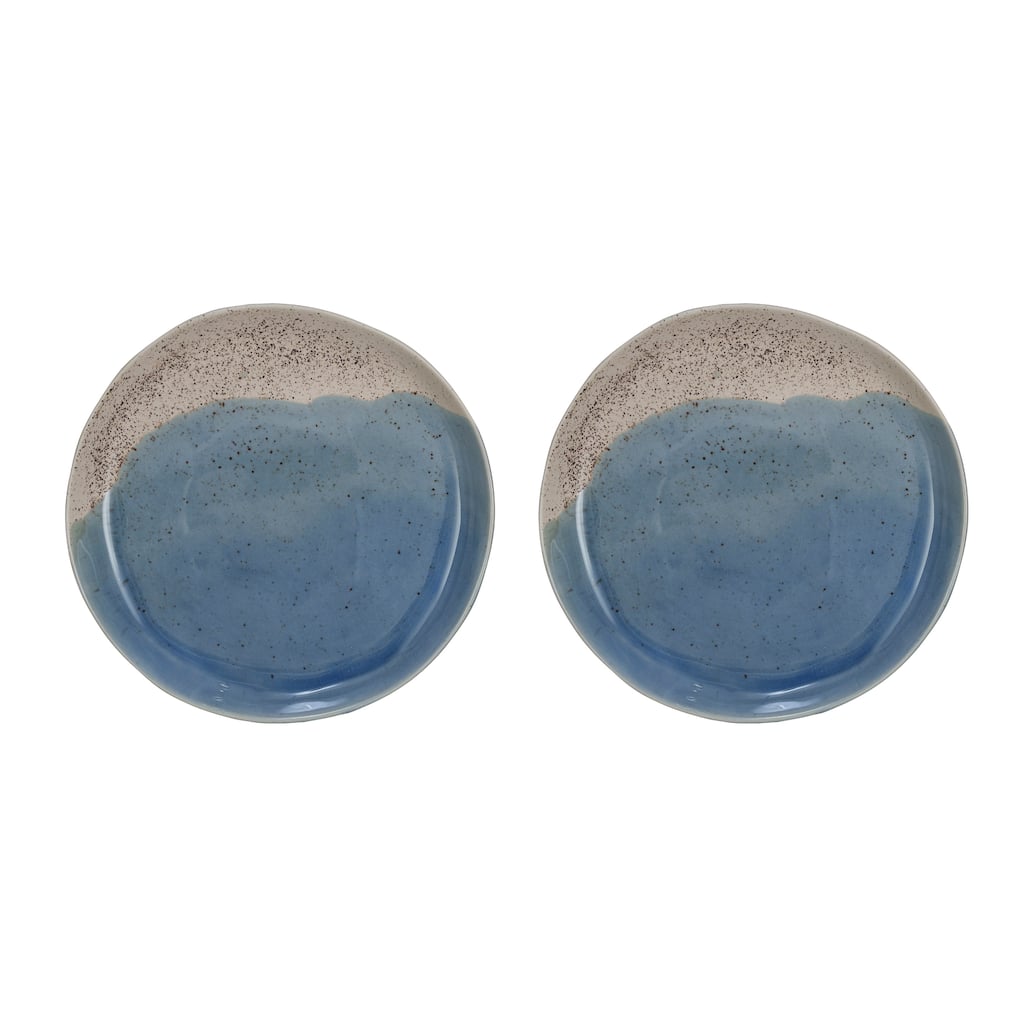 Stoneware Plate with Crackle Glaze - 8.6"L x 8.4"W x 1.0"H