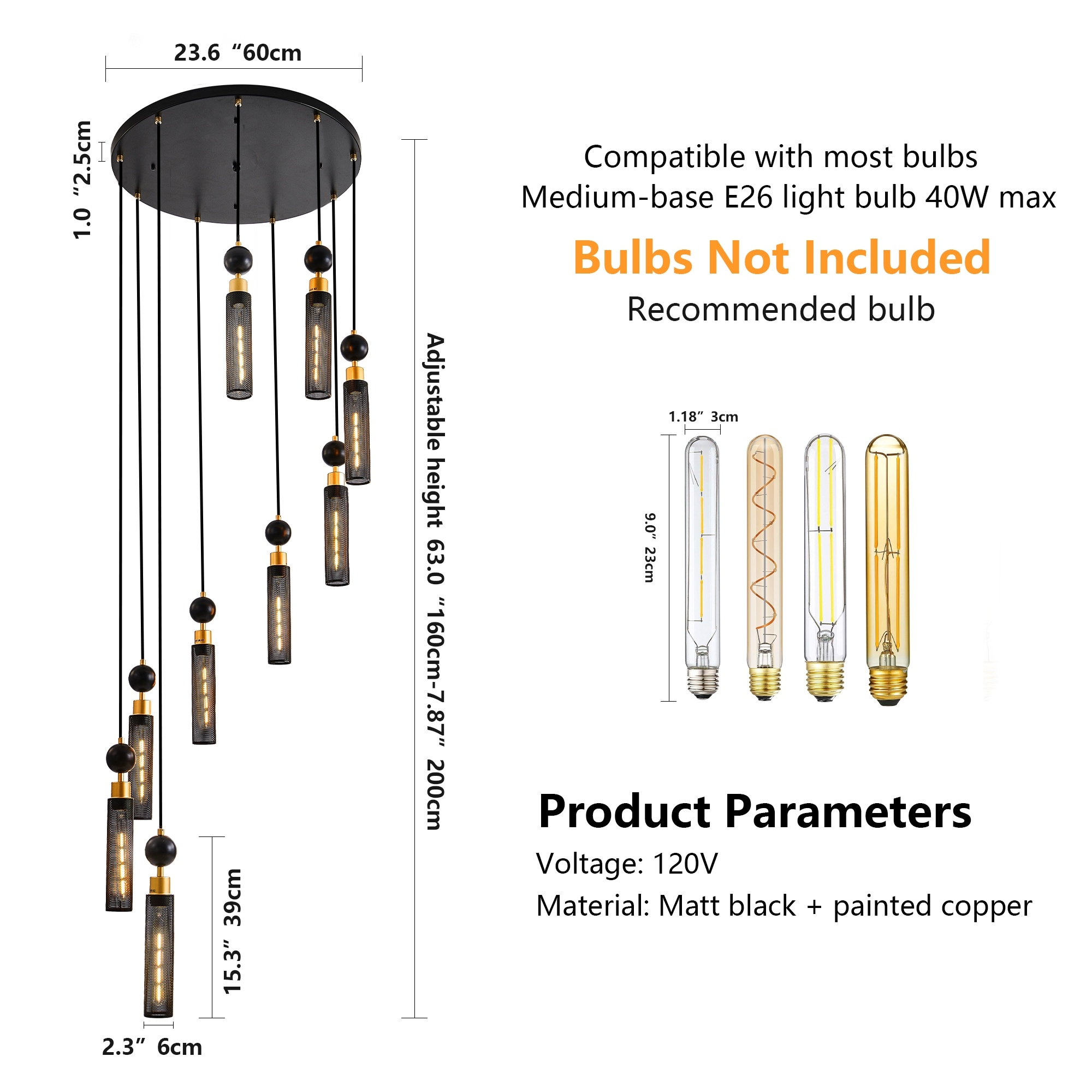 Modern Multi-Light Pendant Chandelier-9-Light Adjustable Ceiling