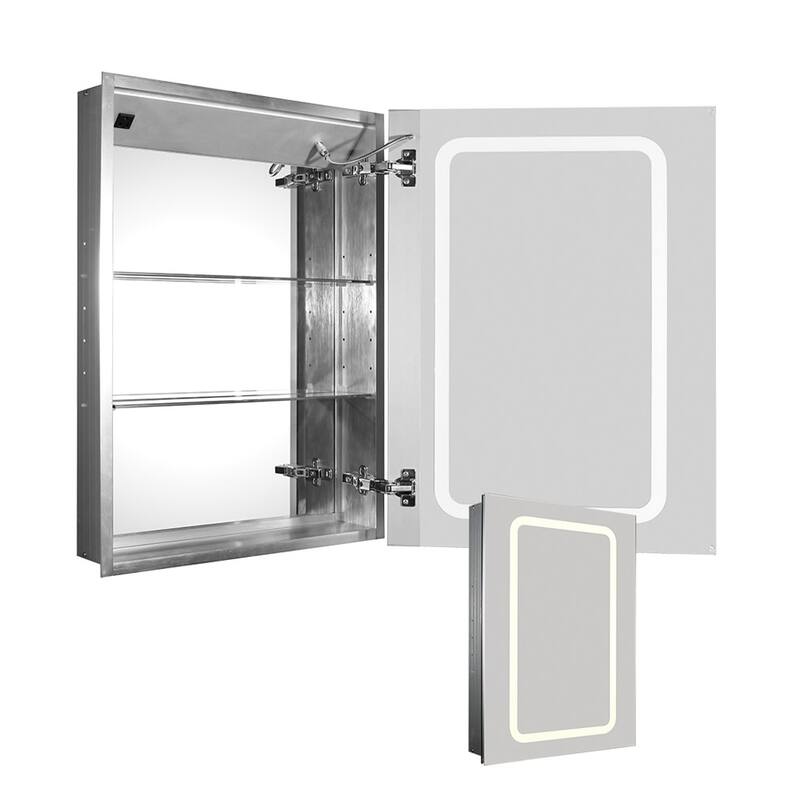 Whitehaus WHKAL7055-I Medicinehaus 21-1/2" x 27-1/2" Lighted Framed - Aluminum - Metal Finish