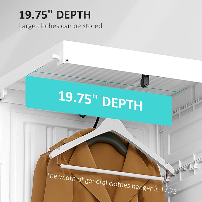 HOMCOM Portable Wardrobe Closet, Clothes Storage Organizer with Cube Compartments, Hanging Rod, Magnet Doors