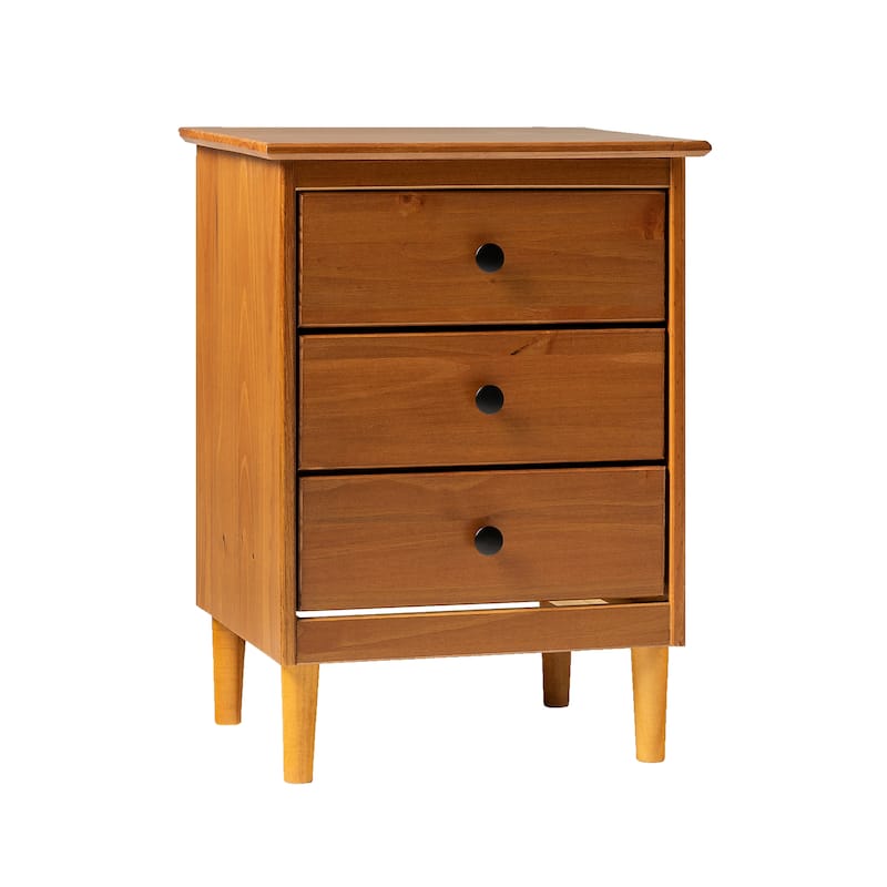 Classic 3-Drawer Solid Wood Nightstand with Deep Storage - Caramel - Caramel