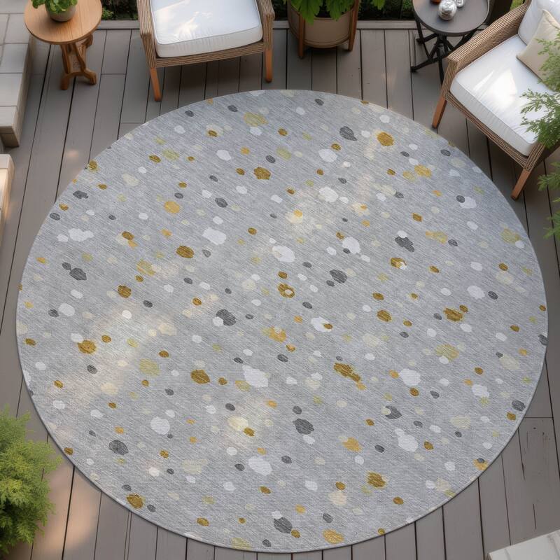 Machine Washable Indoor/ Outdoor Contemporary Sheinelle Chantille Rug - Gray - 8' x 8'