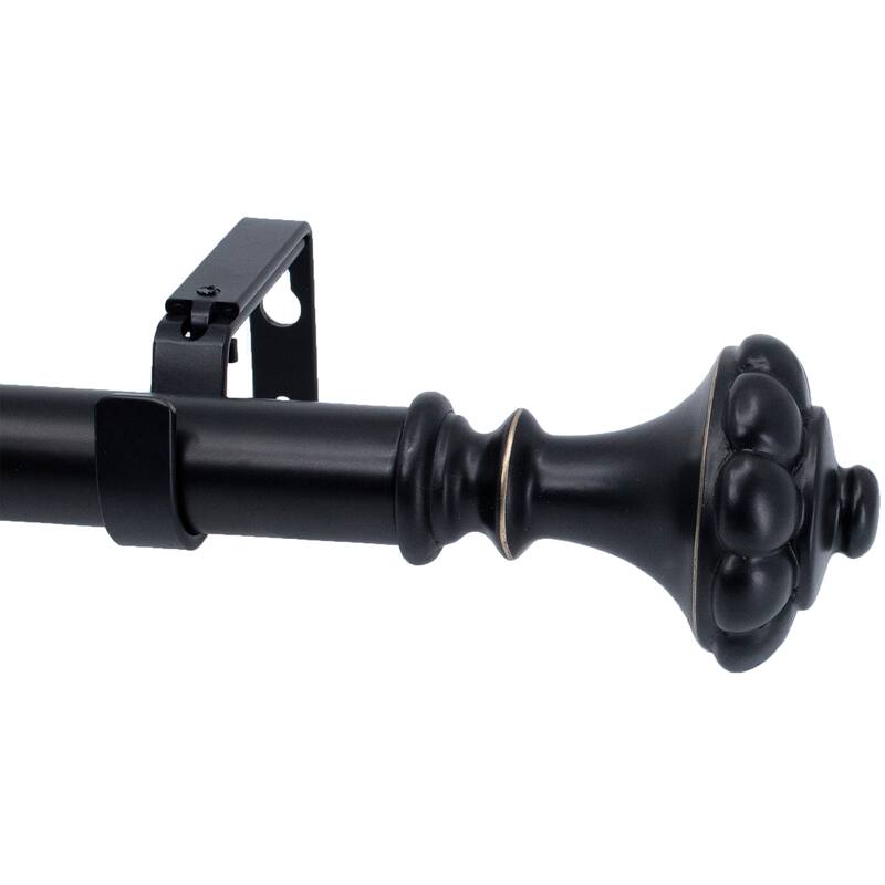 Meriville 1" Diameter Telescoping Single Window Treatment Curtain Rod, Chateau Urn - Black - 28"-48"