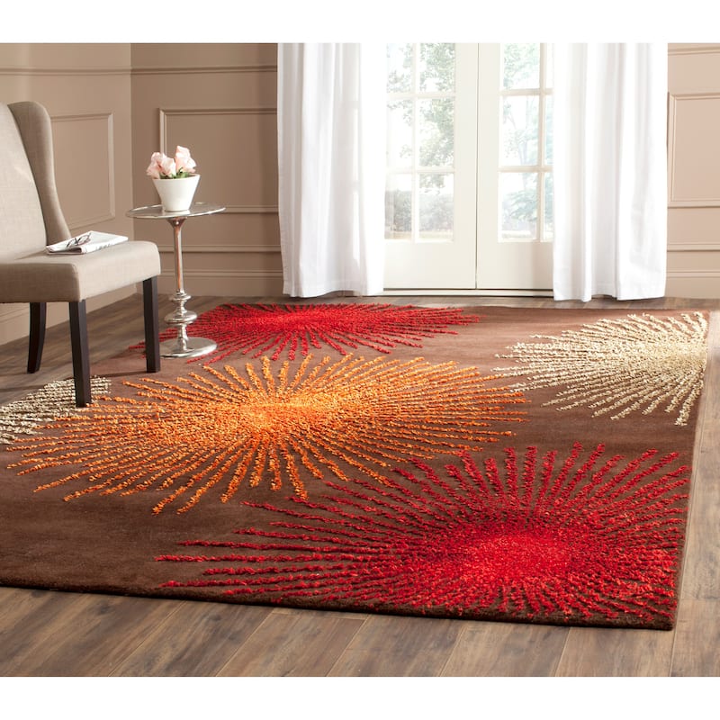 SAFAVIEH Handmade Soho Miyase Burst New Zealand Wool Rug - 5' x 8' - Brown/Multi