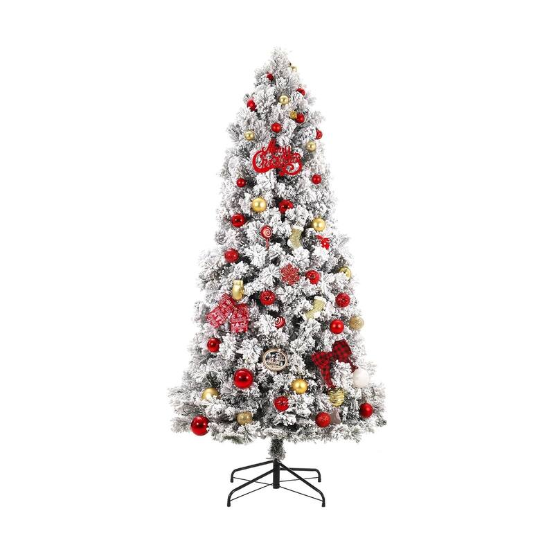 Snow Flocked Artificial Christmas Tree, with Metal Stand