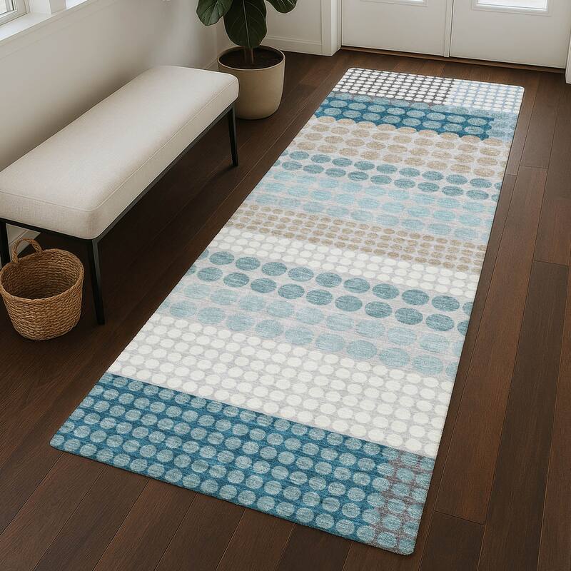 Machine Washable Indoor/ Outdoor Casual Dotty Chantille Rug