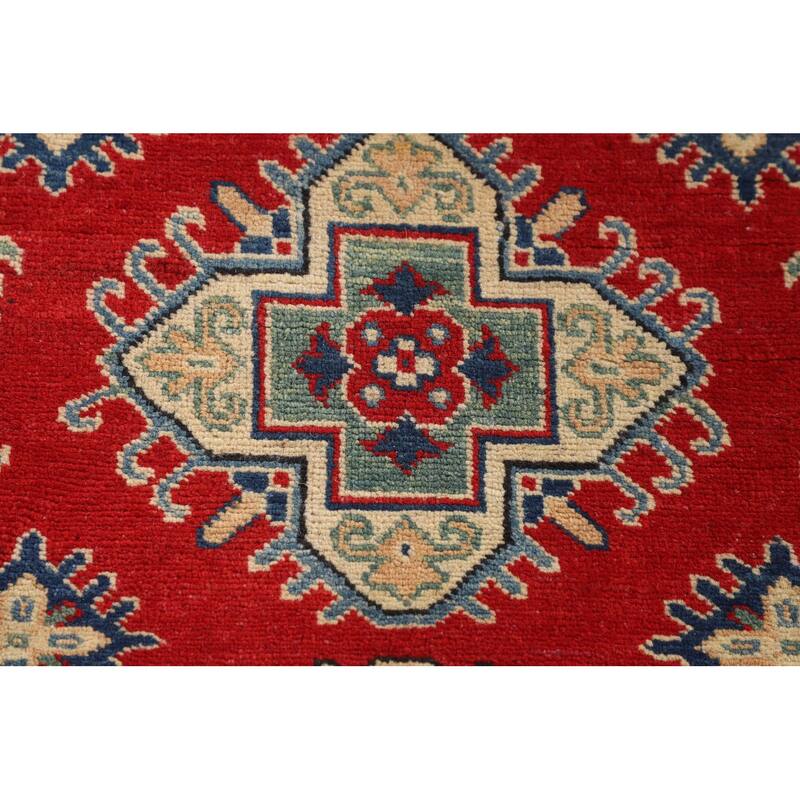 Traditional Red Kazak Foyer Rug Handmade Wool Carpet - 3'4" x 4'11"